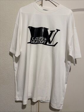 Louis Vuitton White T-Shirt with Black Logo Graphic
